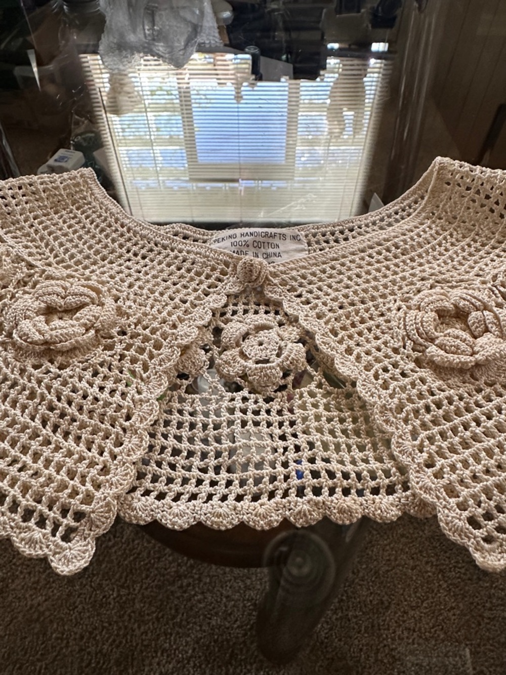 Handcrafted Crochet Collar Detail in Beige